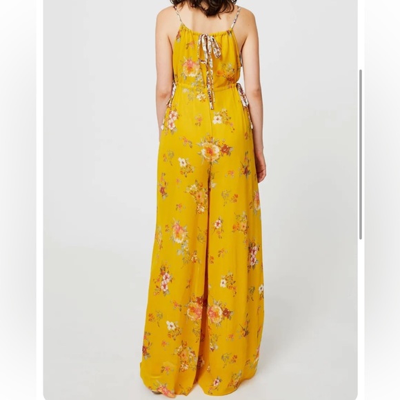 Free People Georgia Floral Chiffon Jumpsuit gold size small - Picture 3 of 7
